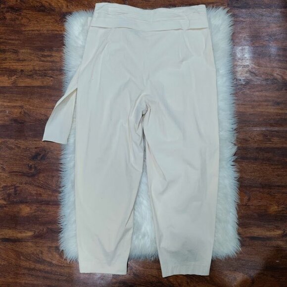 Zara Womens XL High Waisted Tapered Leg Capri Trousers Pants Cream Off White - Picture 5 of 16